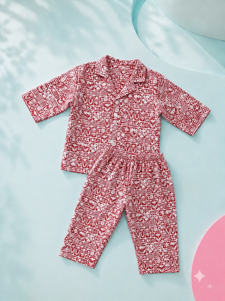 Kehri unisex Night suit - Red print